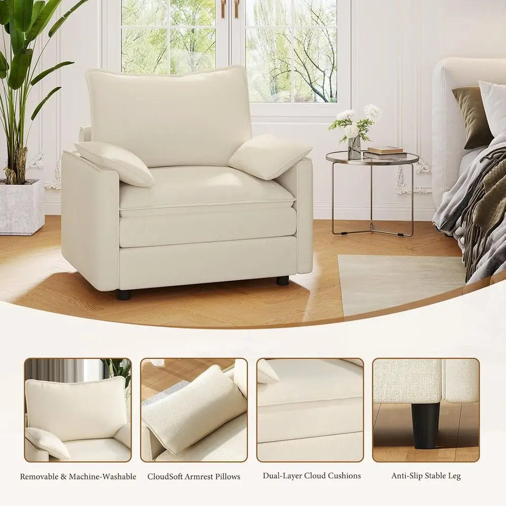 Beige Cloud Sofa Deep Comfort