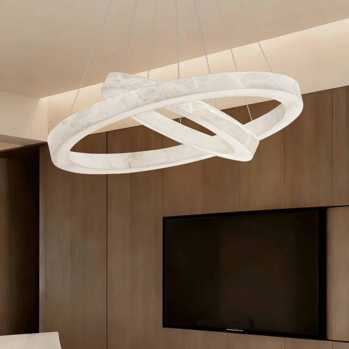 Modern Faux Marble Round Pendant