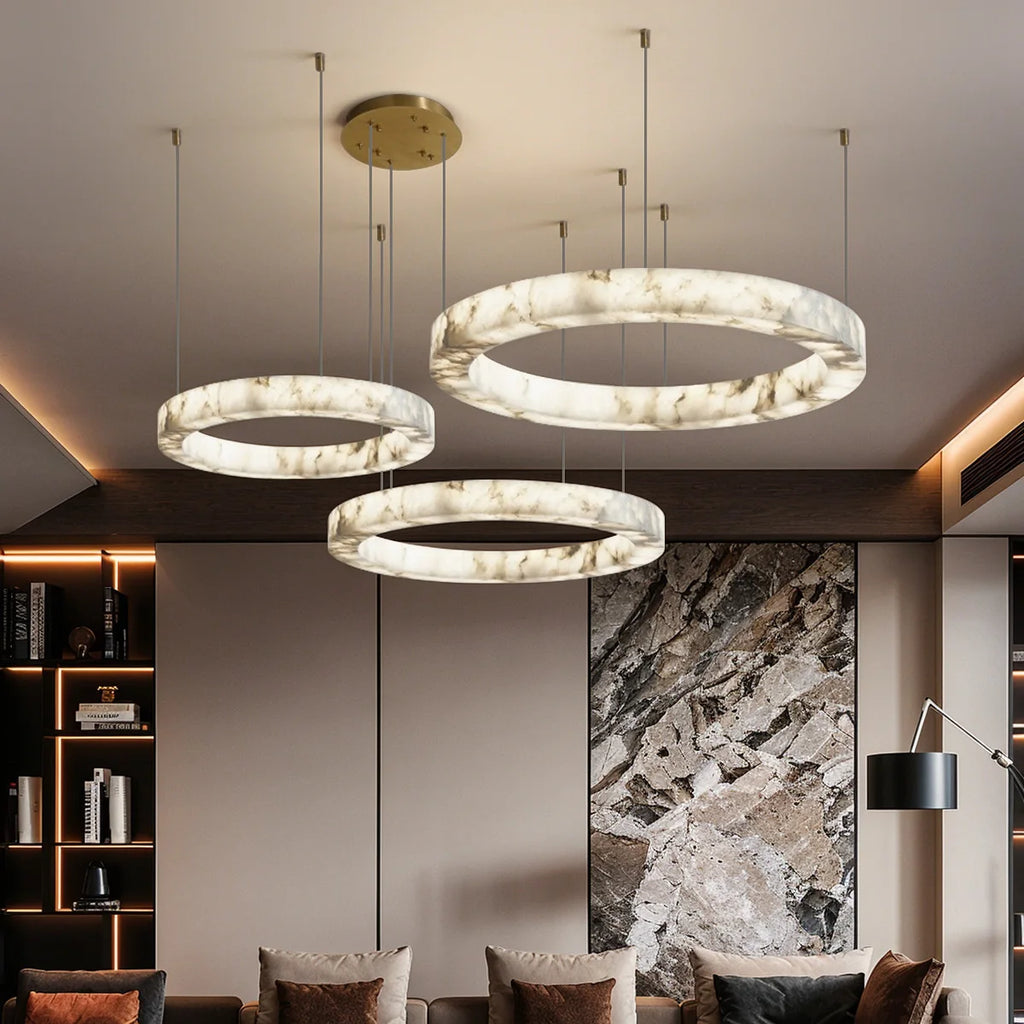 Modern Faux Marble Round Pendant