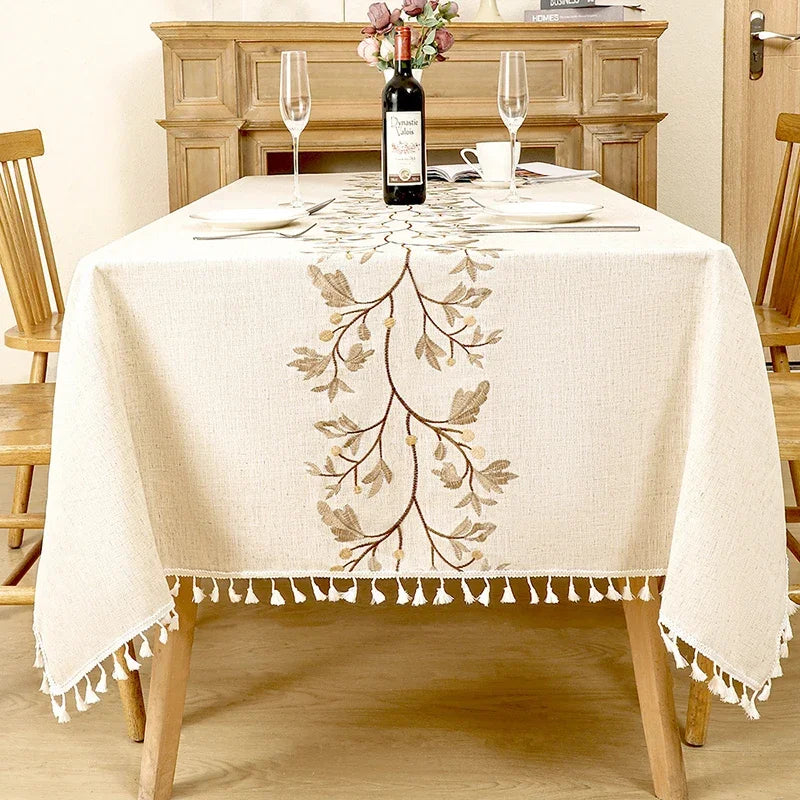 Embroidered Floral Waterproof Tablecloth