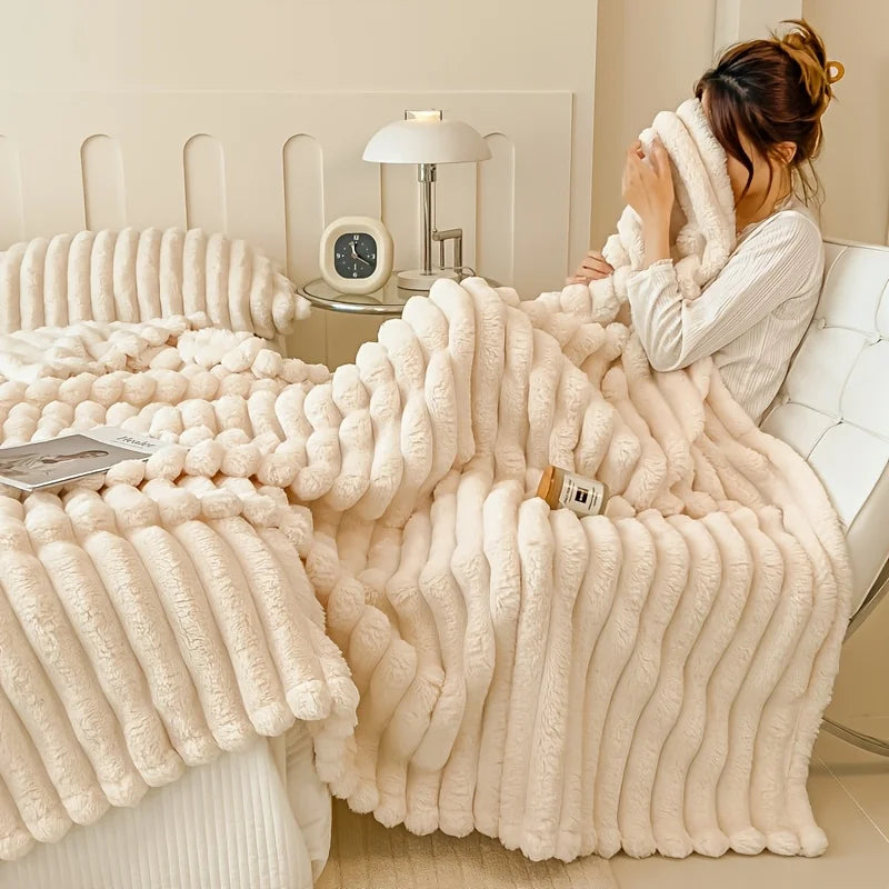 Fluffy Faux Fur Throw Blanket