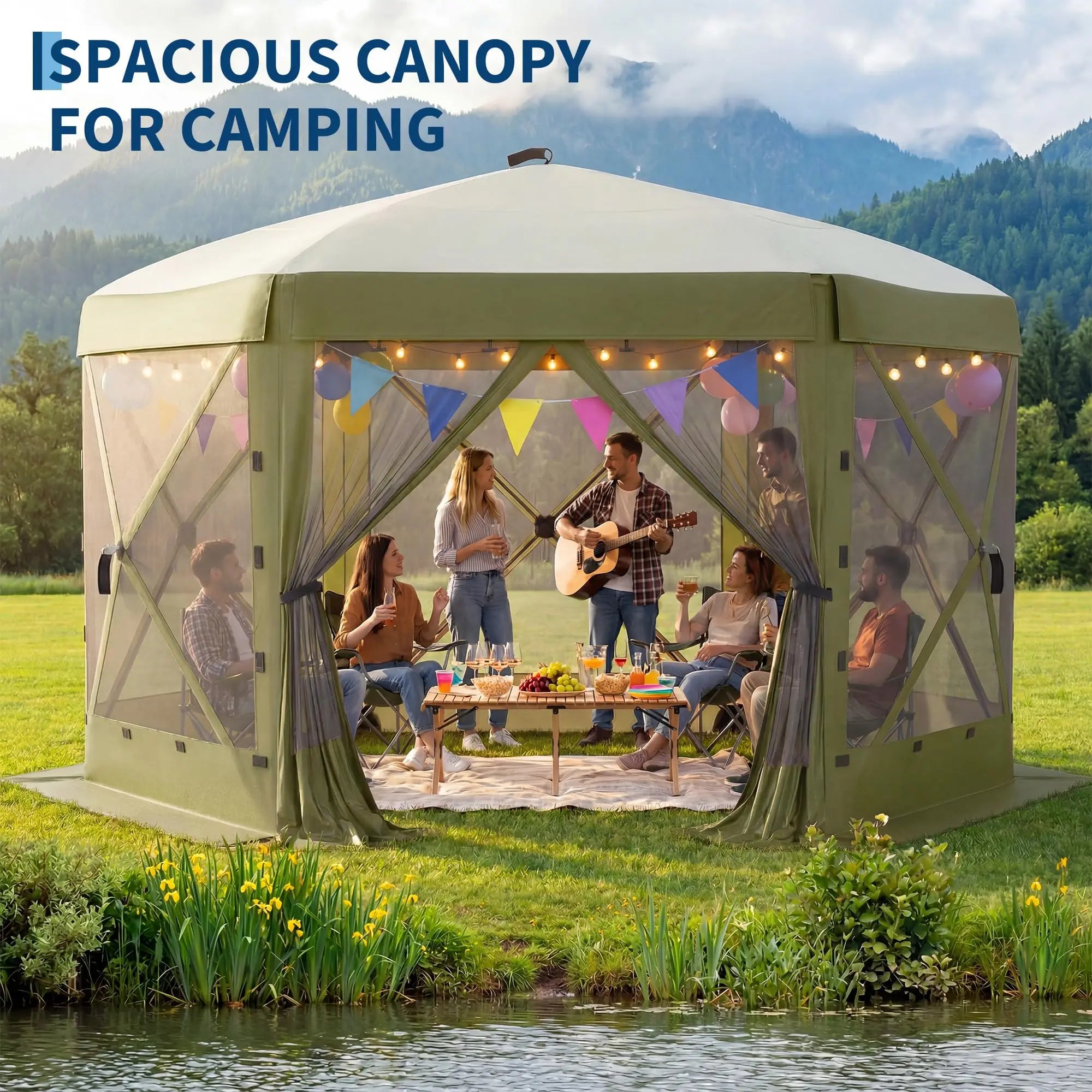 11×11 ft Pop-Up Screen Gazebo with Removable Wind Walls