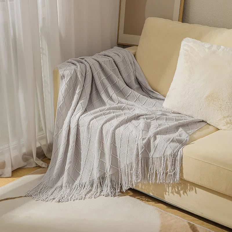 Oversized Boho Knit Throw Blanket