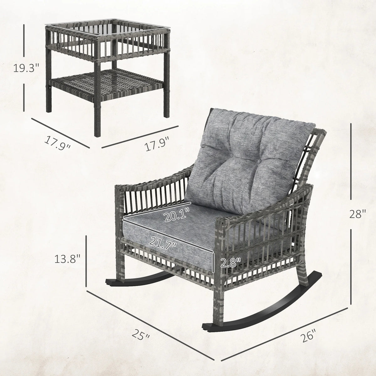 PE Rattan Rocking Set
