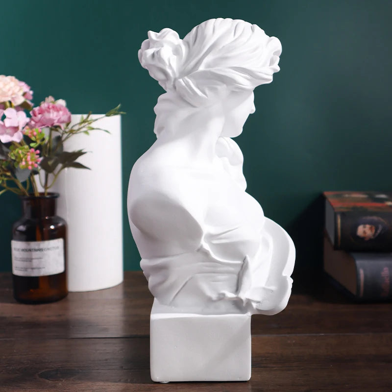 Pair of Classic Harp Lady Resin Figurines