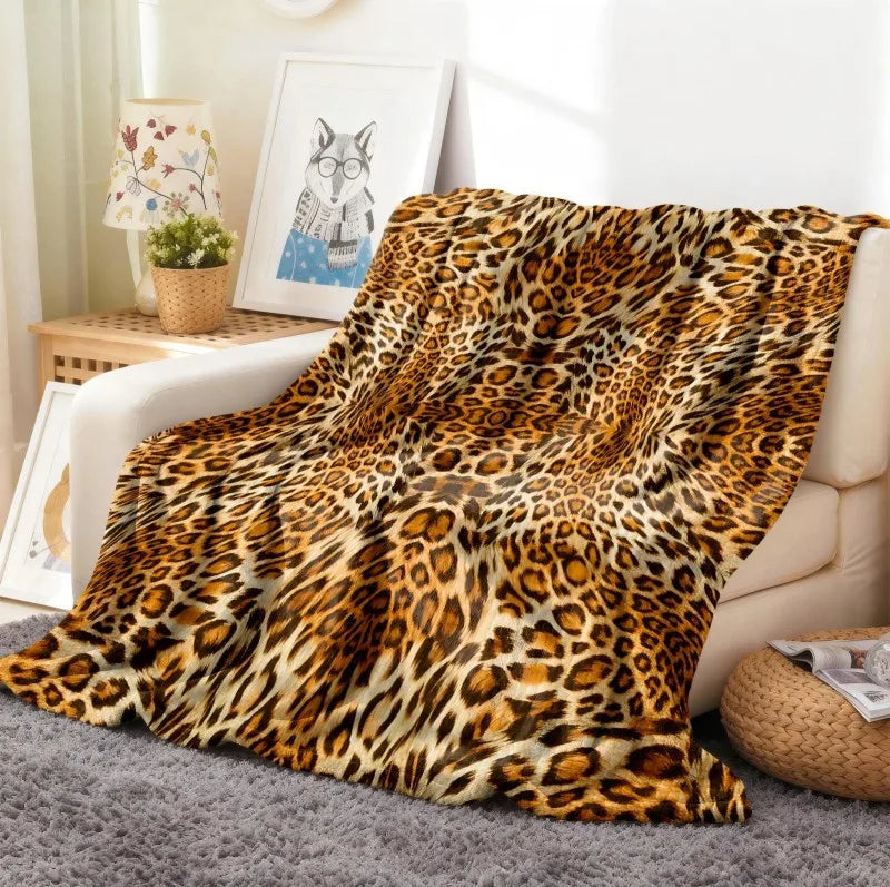 Soft Leopard Flannel Throw Blanket