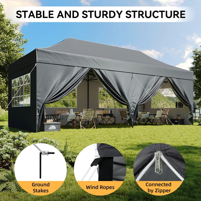 Aoxun 10×20 ft Heavy-Duty Pop-Up Canopy Tent