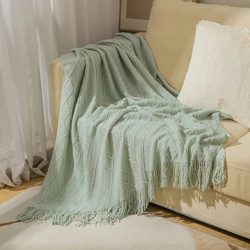Oversized Boho Knit Throw Blanket