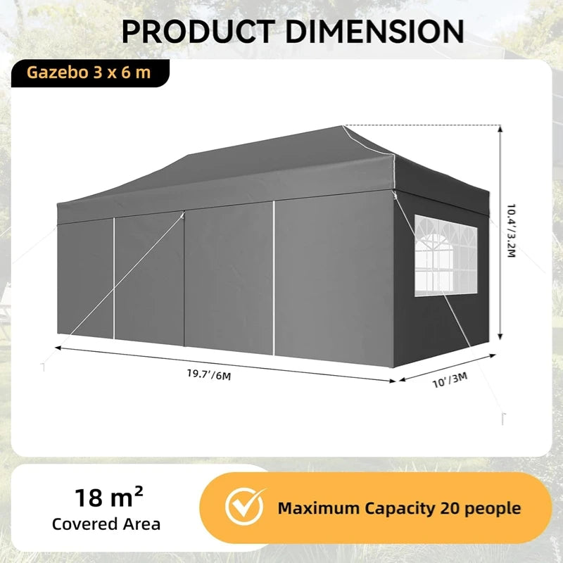 Aoxun 10×20 ft Heavy-Duty Pop-Up Canopy Tent