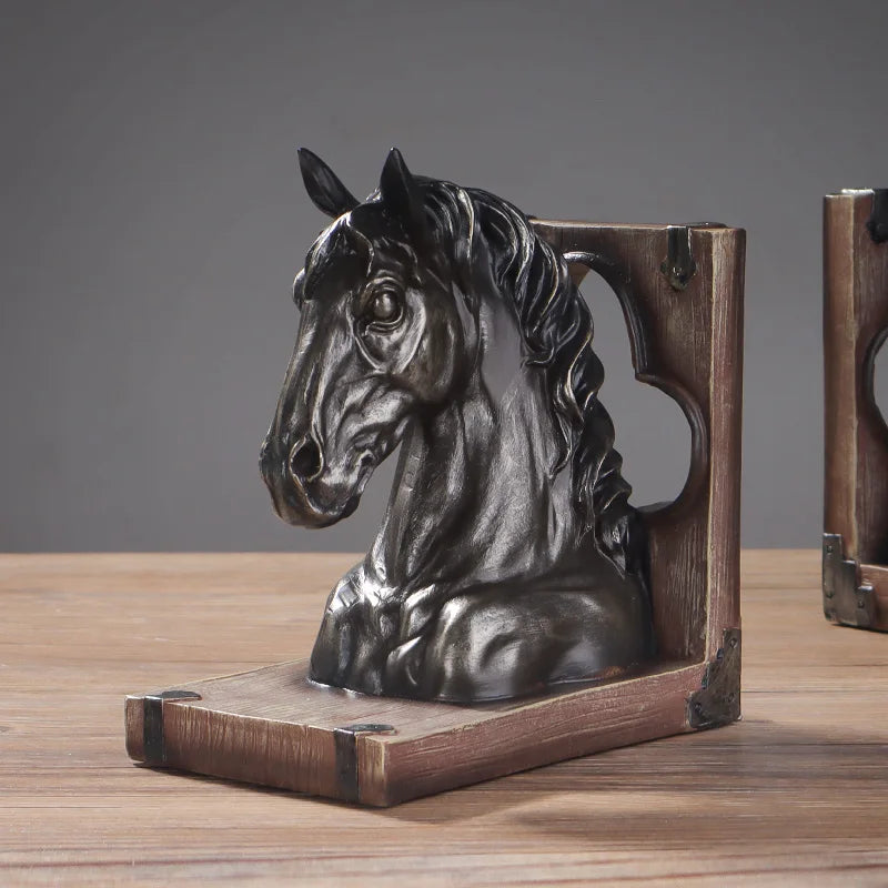 Retro Horse Head Bookend Decor