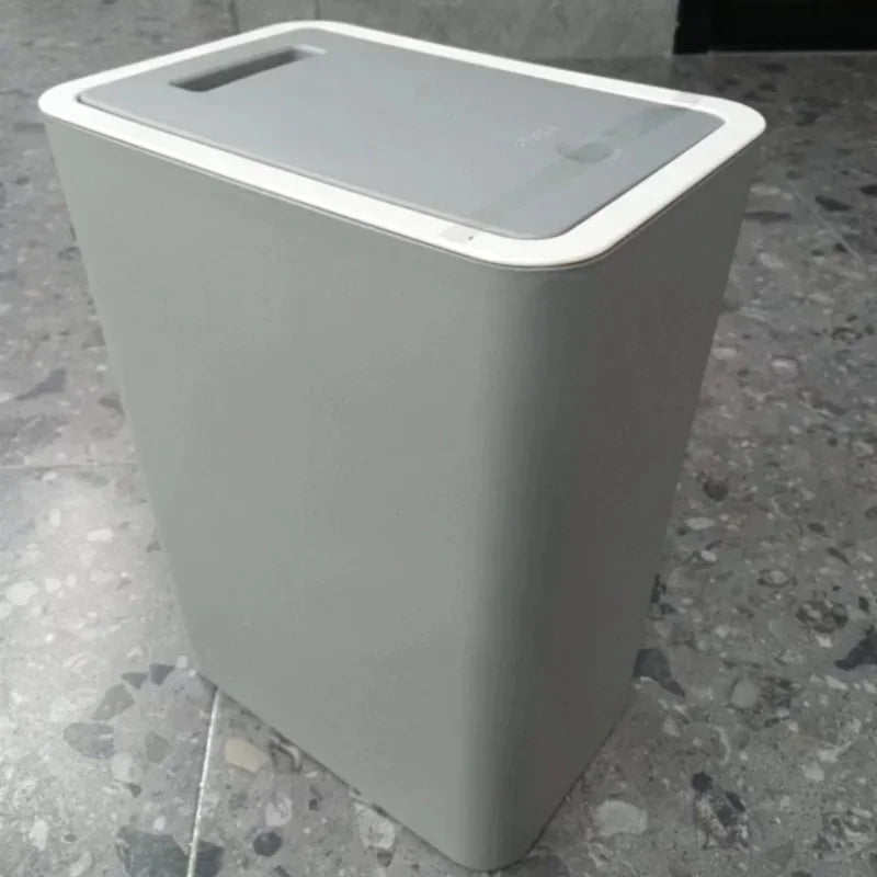 Small Press-Lid Bathroom Bin
