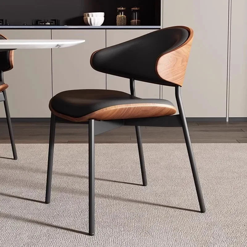 Genuine Leather Walnut Dining Chair