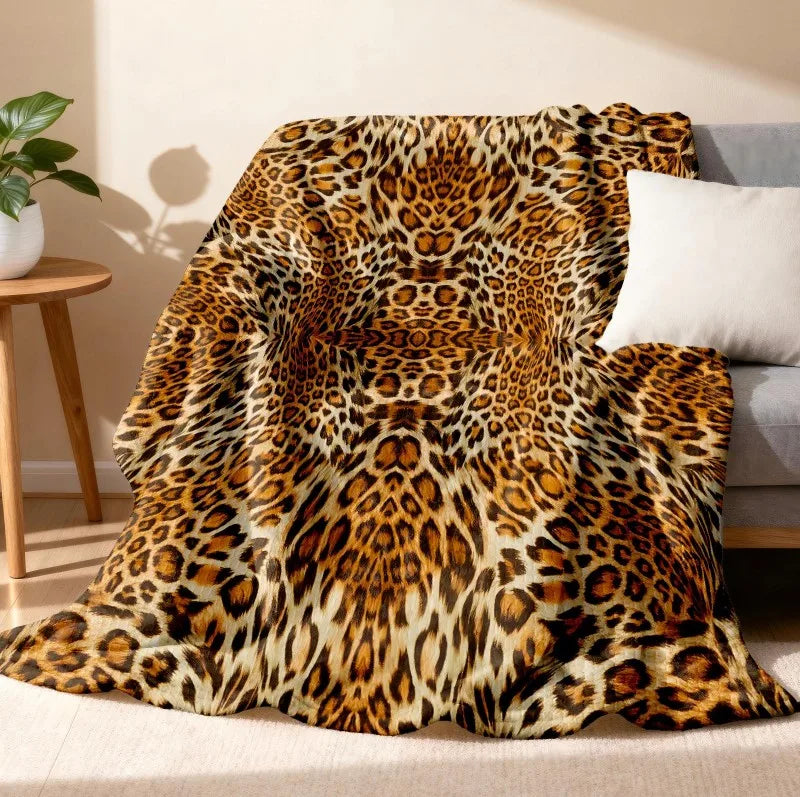 Soft Leopard Flannel Throw Blanket