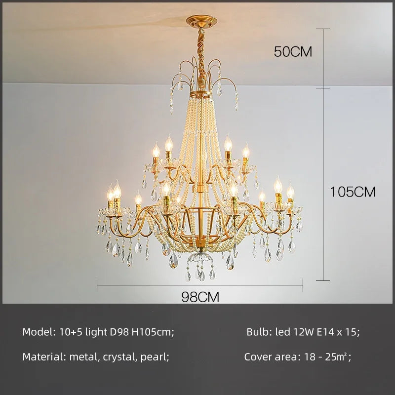 Gold Crystal Candle Chandelier Luxury