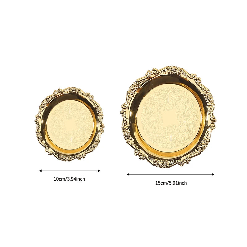 Glossy Metal Decorative Round Tray
