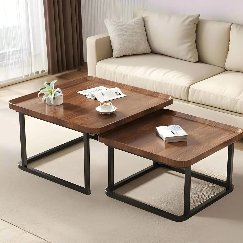 Fluted Square Nesting Table Set