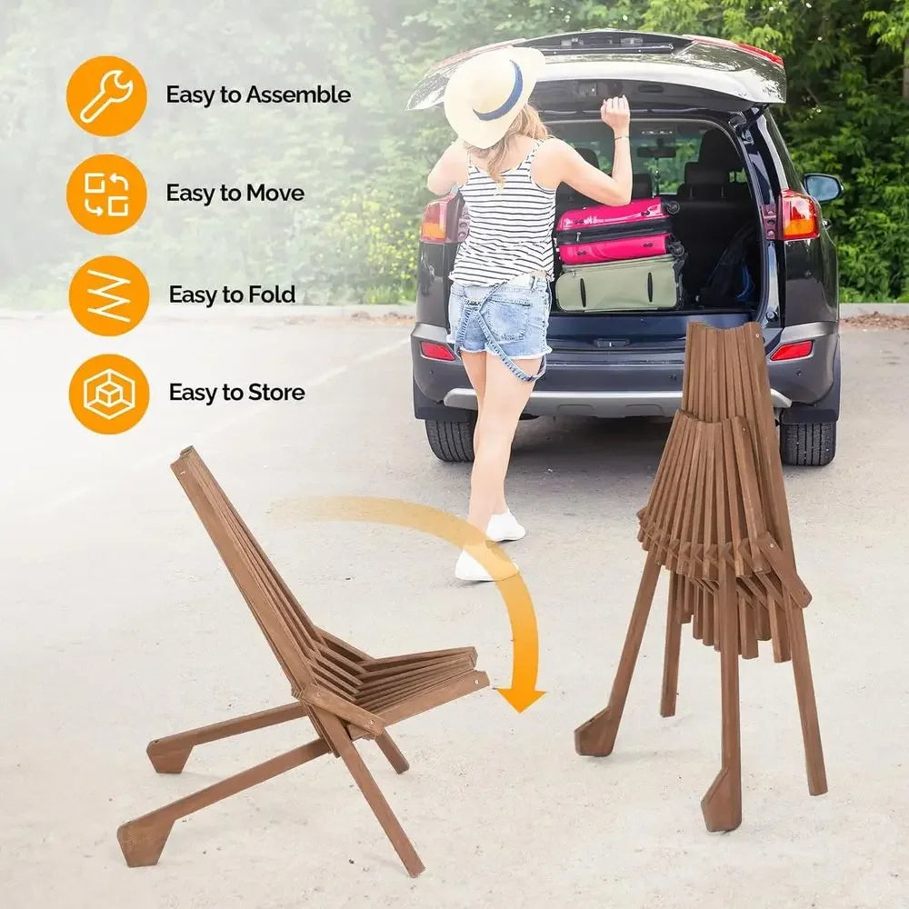 Acacia Wood Folding Adirondack Chairs