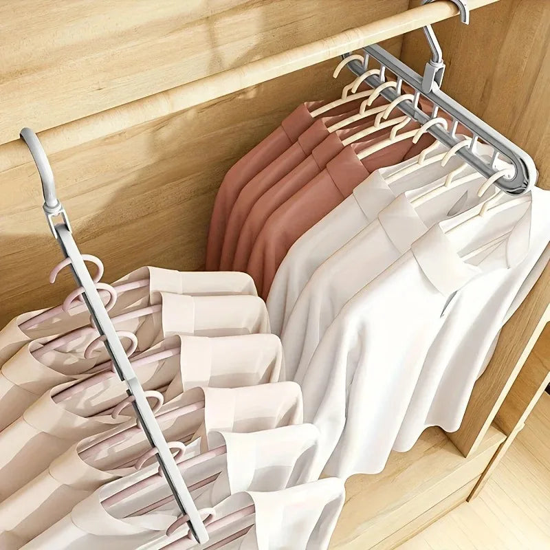 Space-Saving 9-Hole Clothes Hangers