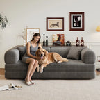 Grey Corduroy Convertible Sofa Bed