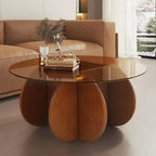 Glass Top Wooden Coffee Table