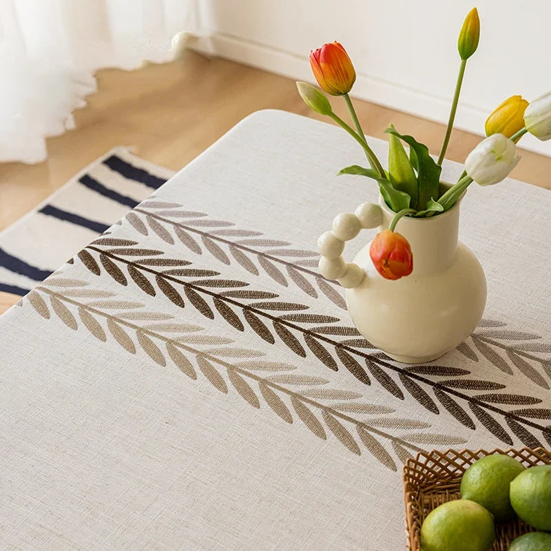 Embroidered Floral Waterproof Tablecloth