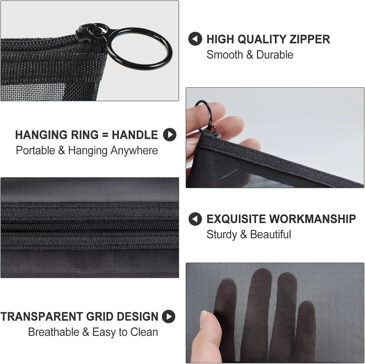 3-Pack Mesh Cosmetic Pouches