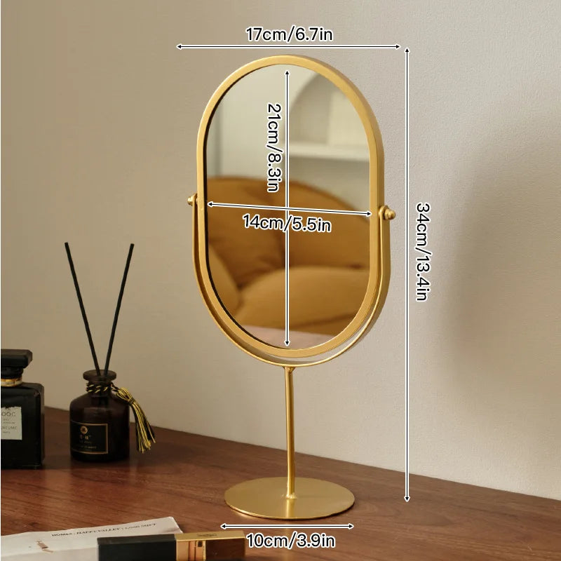 Light-Luxury Oval Wrought-Iron Vanity Mirror