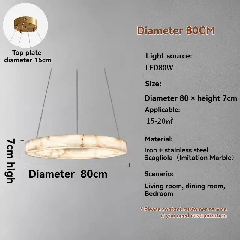 Modern Faux Marble Round Pendant