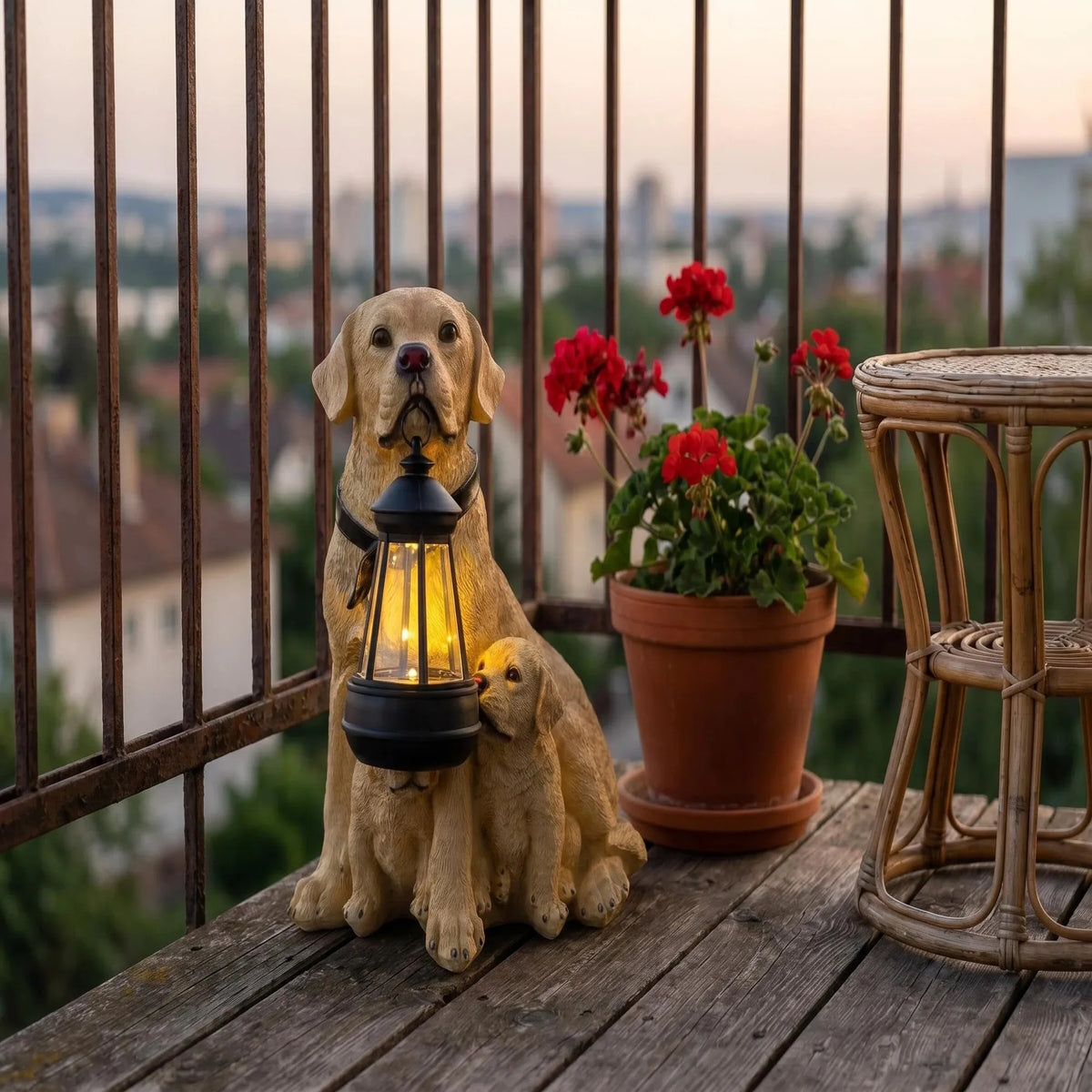 Solar-Powered Labrador Retriever Garden Statue Light