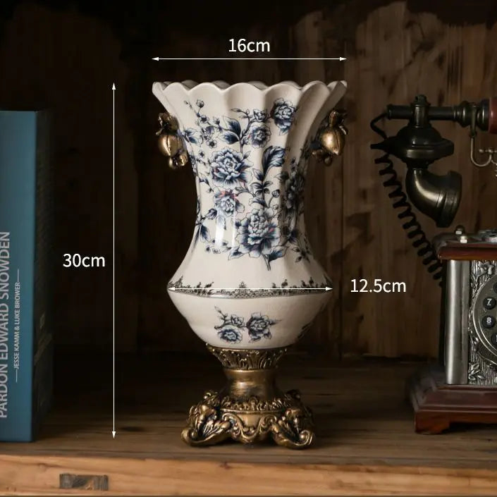 Vintage Blue White Porcelain Vase