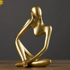 Golden Abstract Resin Desk Sculpture