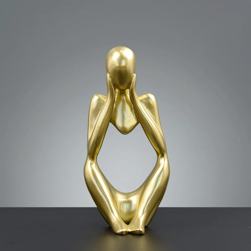 Golden Abstract Resin Desk Sculpture