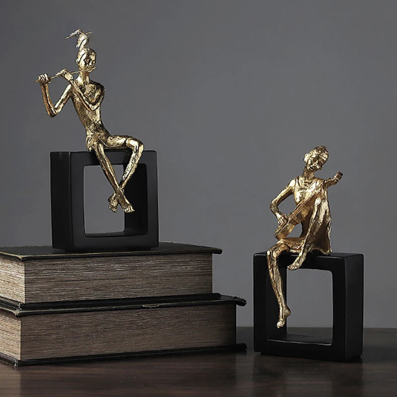 Golden Musician Band Resin Figurines