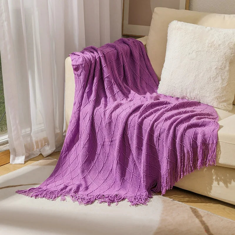 Oversized Boho Knit Throw Blanket