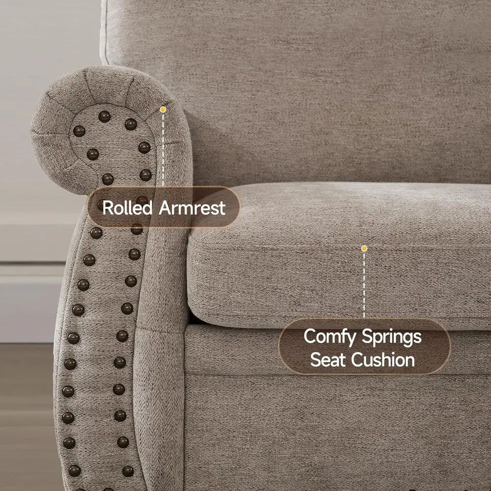 Vintage Chenille Loveseat, Beige