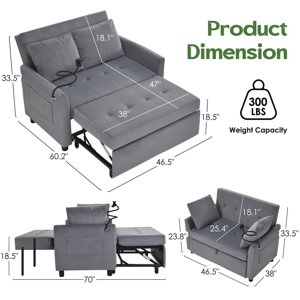 46.5" Convertible Sleeper Loveseat