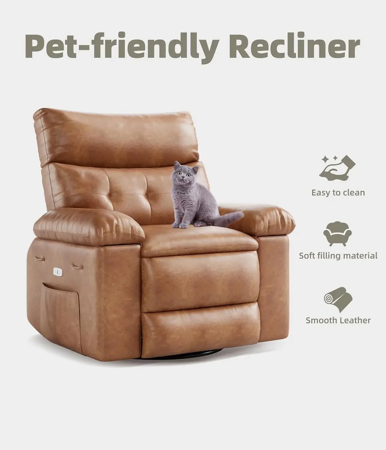 Retro Recliner Chair PU Leather