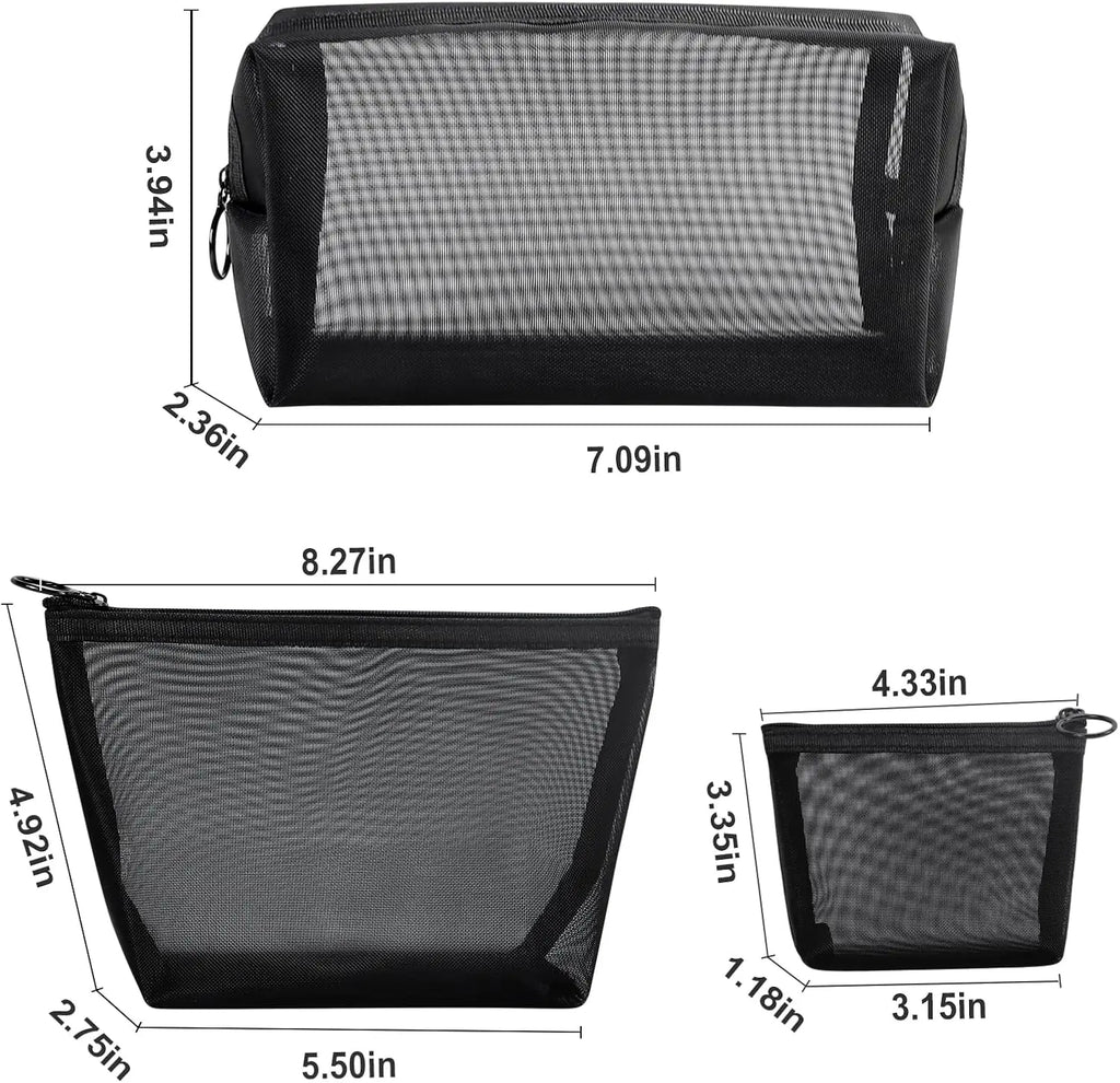 3-Pack Mesh Cosmetic Pouches