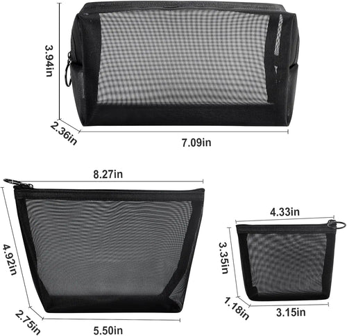 3-Pack Mesh Cosmetic Pouches