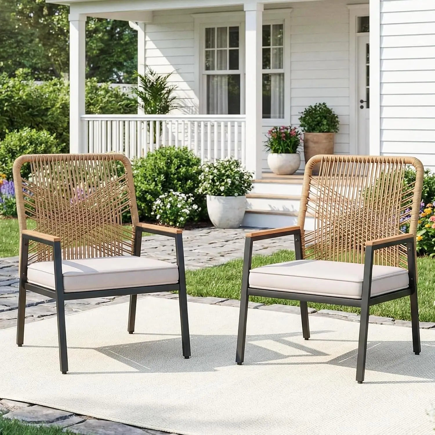 Premium Rattan Patio Chairs Set