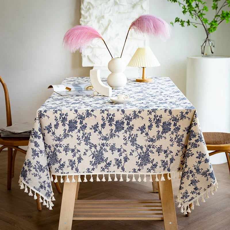 Embroidered Floral Waterproof Tablecloth