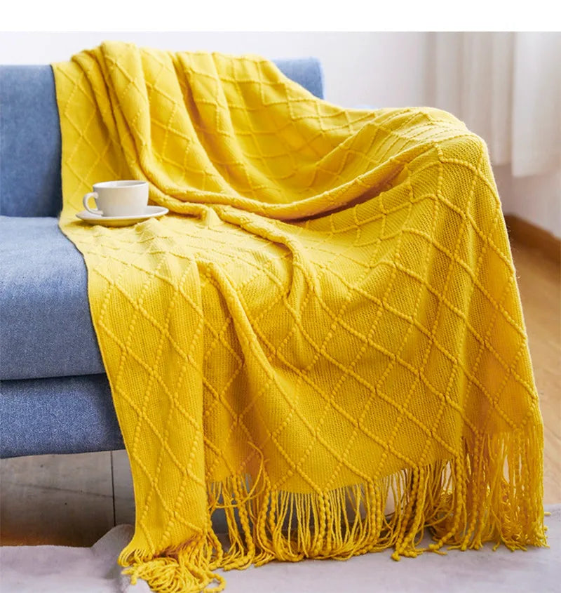 Oversized Boho Knit Throw Blanket