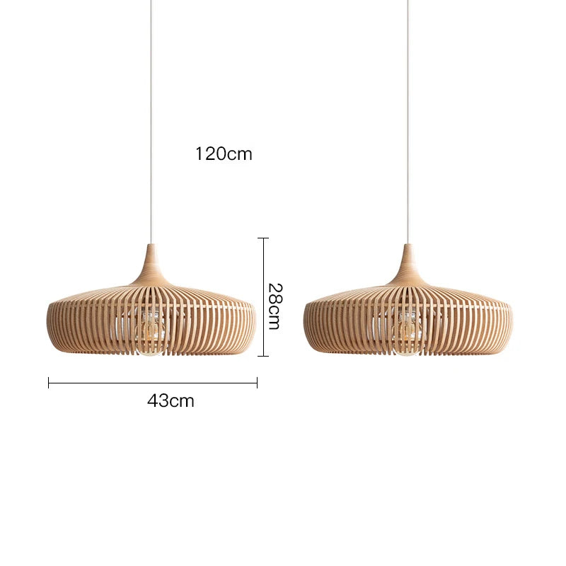 Wabi-Sabi Hollowed Wooden Pendant Light