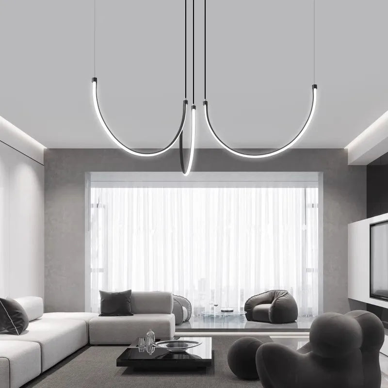 Nordic Minimalist Copper Line Chandelier