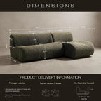 92" Green Sherpa Sectional Sofa