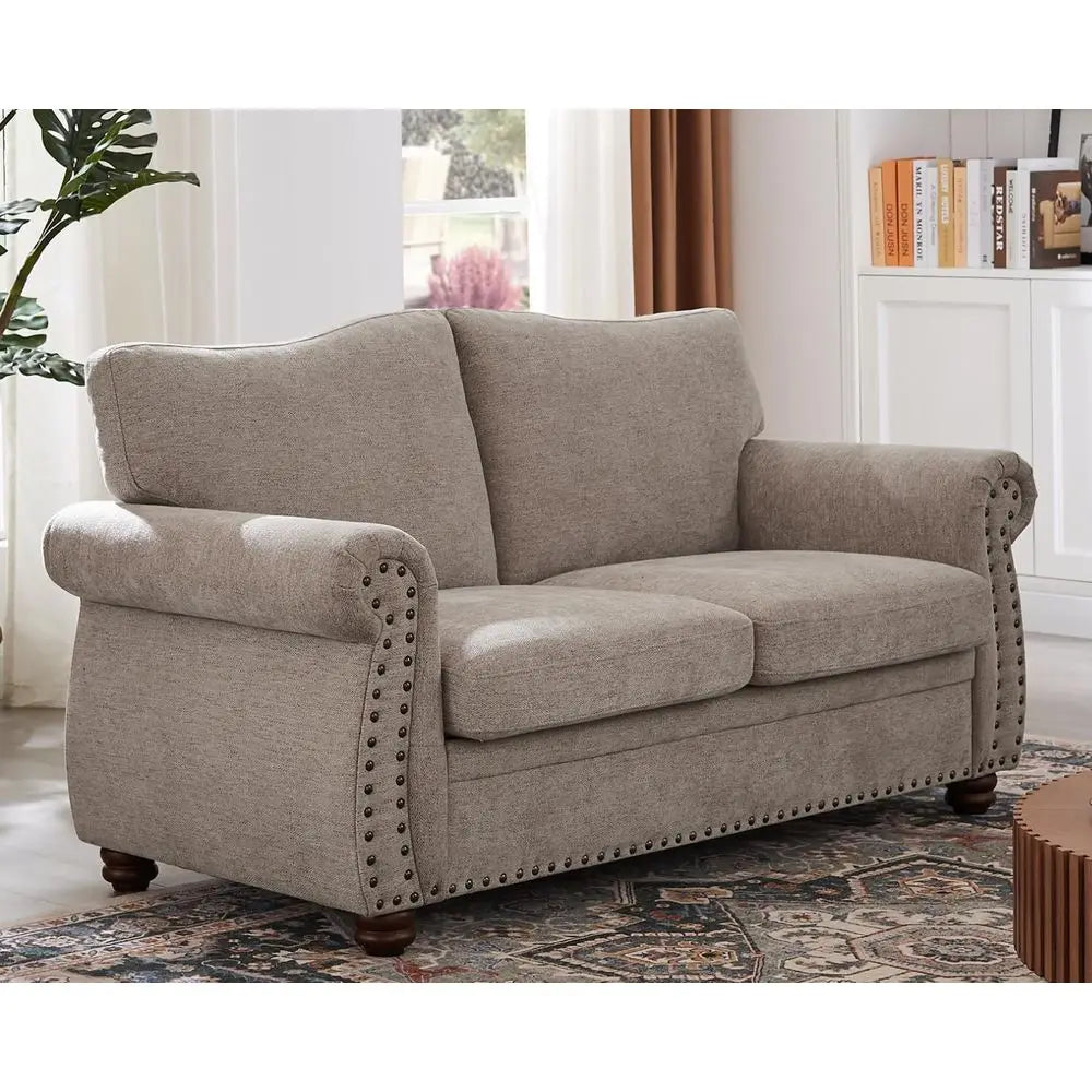 Vintage Chenille Loveseat, Beige