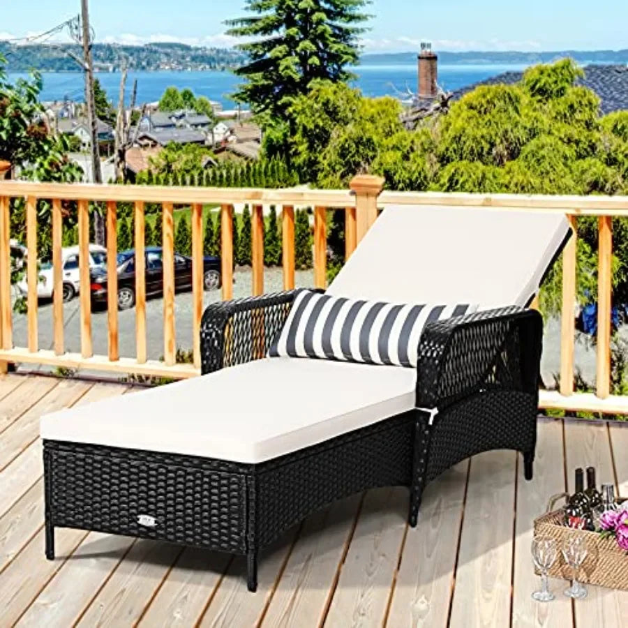 Weather-Resistant Rattan Chaise Lounge