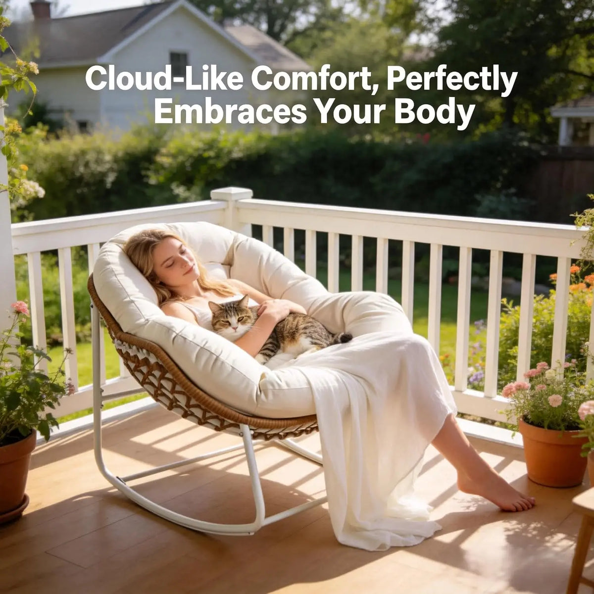 Oversized Papasan Rocking Chair Set