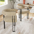 Bouclé Fabric Dining Armchairs Set