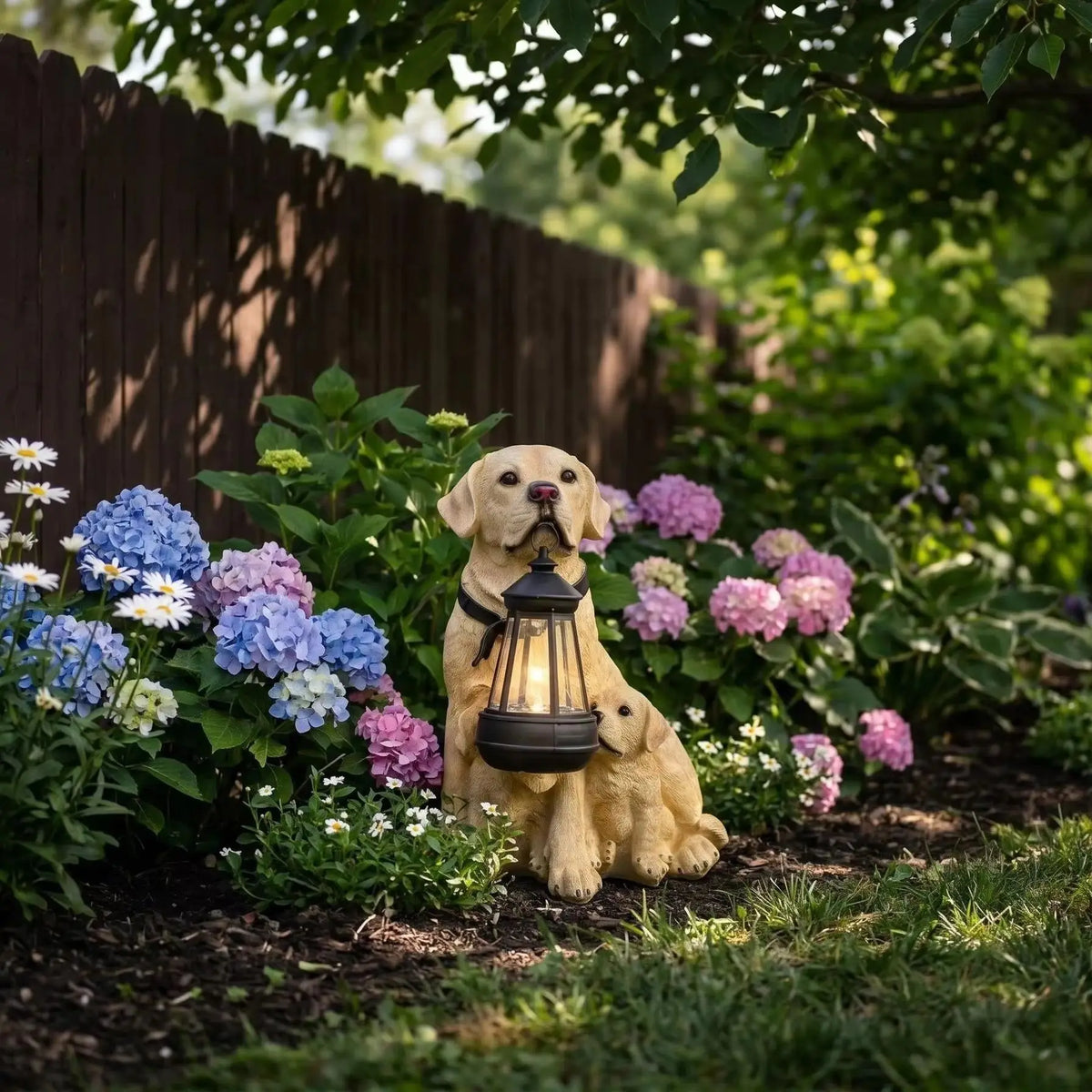 Solar-Powered Labrador Retriever Garden Statue Light